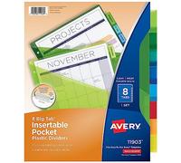 Avery Big Tab Insertable divisori in plastica con tasche, 8 multicolor Tabs, custodia confezione da 24 (5007278211903)