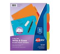 Avery Big Tab Write & Erase divisori in plastica resistente, 5 Multicolortabs, 1 set (16129)