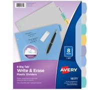 Avery Big Tab Write & Erase Durable Plastic Dividers, 8 Multicolor Tabs, 1 Set (16171)