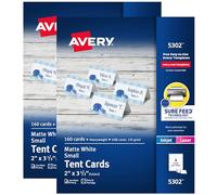 AVERY Biglietti per tende piccole stampabili, 5,1 x 8,9 cm, stampa fronte/retro, bianco opaco, confezione da 2, 320 carte in totale (5812)