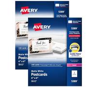 Avery Biglietti stampabili con tecnologia Sure Feed, 10,2 x 15,2 cm, formato cartolina USA, laser, confezione da 2, 100 carte per confezione, 200 cartoline vuote totali (15389)