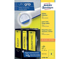 Avery Border Binder Labels, Yellow 192 x 61mm (100)
