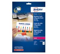 AVERY - C32026-25 - Biglietti da visita - 85 x 54 mm - 270 gr - effetto satinato - bianco - Avery - conf. 25 fogli da 10 biglietti - 51033 - Conf. da 1 Pz. - C32026-25