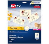 Avery Clean Edge 05876 - Biglietti da visita, 5 x 9,5 cm, confezione da 200