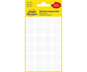 Avery Colour Coding Dots, White - self-adhesive labels (White, White, Circle, Paper, 1.8 cm, 24 pc(s), 96 pc(s))