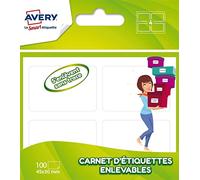 Avery Confezione da 100 etichette rimovibili, 45 x 30 mm, colore: Bianco