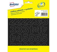 AVERY Numeri autoadesivi neri (+ simboli), 75 mm, confezione da 138