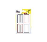 Avery - Confezione da 24 etichette per scolaro a righe blu/rosse, formato 36 x 56 mm