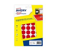 AVERY - Confezione da 400 pastiglie rosse autoadesive. Diametro 24 mm.