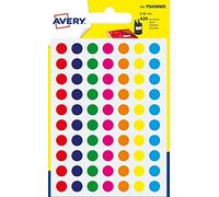 AVERY Confezione da 5 sacchetti da 420 pezzi, Ø 8 mm, scrittura manuale assortiti