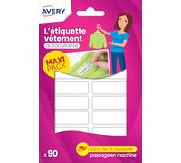 AVERY - Confezione da 90 etichette adesive per vestiti. Formato 45 x 13 mm.