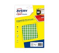 AVERY - Custodia da 2940 pastiglie verdi autoadesive, diametro 8 mm