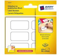 Avery Dennison - Confezione da 150 etichette adesive rimovibili multiuso, 38 x 19 mm, scrivibili, colore: Bianco
