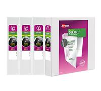 Avery Durable Clear View 79925 - Raccoglitori a 3 anelli, anelli EZD da 5,1 cm, confezione da 4 raccoglitori bianchi