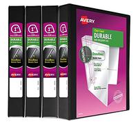 Avery Durable View 05737 - Raccoglitore a 3 anelli, anelli inclinati da 2,5 cm, 4 raccoglitori neri