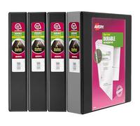Avery Durable View 05738 - Raccoglitore a 3 anelli, anelli obliqui da 3,8 cm, 4 raccoglitori neri