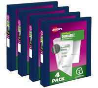 Avery Durable View 17705 - Raccoglitori a 3 anelli, 2,5 cm, capacità 220 fogli, colore: blu, confezione da 4