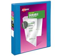 Avery Durable View - Raccoglitore a 3 anelli, anelli inclinati da 2,5 cm, capacità 250 fogli, DuraHinge, dorso largo 3,6 cm, copertina trasparente e dorso personalizzabili, 1 raccoglitore blu per