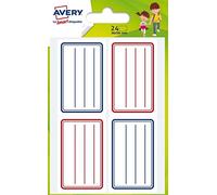 Avery ecol24 Bustina di 24 etichette scolastici 36 x 56 mm blu/rosso, 24 Pezzi