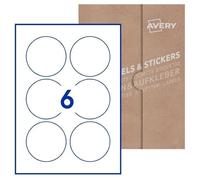 Avery Etichette adesive in carta bianca, formati rotondi. (500, Ø 80mm)