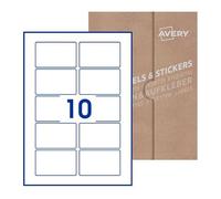 Avery Etichette adesive in carta bianca, rettangolari formato 80x50mm, 10 etichette per foglio, 500 fogli, formato foglio A4, adesivo permanente, stampanti laser e inkjet, scrivibili a mano