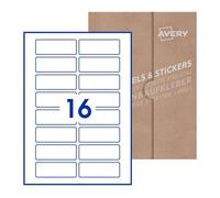 Avery Etichette adesive in poliestere trasparente, rettangolari formato 80x30mm, 50 fogli, 16 etichette per foglio, formato foglio A4, adesivo permanente, per stampanti laser
