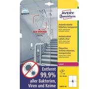 Avery Etichette antimicrobiche trasparenti 105 x 148 mm, confezione da 40 pezzi.