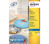 Avery J8676-100 Etichette per CD stampabili, personalizzabili, 2 etichette per foglio A4, bianco