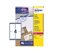 Avery - Etichette autoadesive per indirizzi, stampanti laser, 4 etichette per foglio A4, 40 etichette, UltraGrip (L7169)