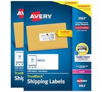 Avery Etichette per spedizioni, tecnologia TrueBlock, adesivo permanente, 5,1 x 10,2 cm, scatola da 2.500, confezione da 2 (5963)