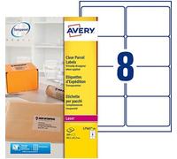 Poliestere adesivo L7565 trasparente 25fg A4 99,1x67,7mm (8et/fg) laser Avery