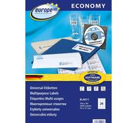 Europe100 Art. ELA011 - Etichette adesive per indirizzi (2.400 etichette adesive, 70 x 37 mm su A4, carta opaca, stampabili personalizzati, autoadesive, compatibili con AVERY 3474), 100 fogli, colore: