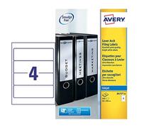 Avery Filing Labels Inkjet Lever Arch 4 per Sheet 200x60mm Ref J8171-25 1 Singo