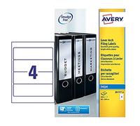 Avery Filing Labels Inkjet Lever Arch 4 per Sheet 200x60mm Ref J8171-25 [100 Labels]