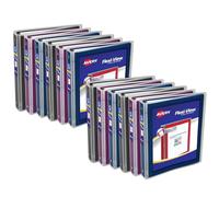 Avery Flexi-View 17688 - Raccoglitore a 3 anelli, 2,5 cm, colori assortiti (nero, bordeaux, blu navy), confezione da 12 raccoglitori