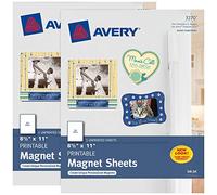 Avery Fogli magnetici stampabili, 21,6 x 27,9 cm, stampante a getto d'inchiostro, 2 confezioni, 10 fogli magnetici bianchi in totale (5814)