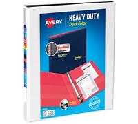 Avery Heavy Duty Dual Color 3 Ring Binder, 1/2 Inch Slant Rings, Bianco/Nero Visualizza Binder (17880)