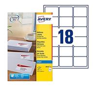 AVERY INKJET LABELS 18/SHT 63.5X46.6MM