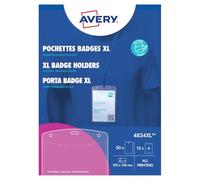 Avery Italia 4834XL - 50 porta badge trasparenti grande formato A6, 52 inserti in carta certificata FSC® inclusi stampabili laser e inkjet