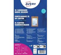Avery Italia 4839XL - 50 porta badge in cartoncino grande formato A6, 52 inserti in carta certificata FSC® inclusi stampabili laser e inkjet