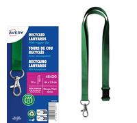 Avery - Scatola di 10 girocollo, con moschettone, 44 cm di lunghezza x 1,5 cm di larghezza verde