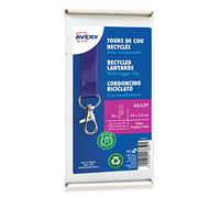 Avery Italia 4842P Cordoncini in Rpet riciclato viola con gancio e chiusura di sicurezza 440x15mm, 10 pezzi