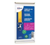 Avery Italia 4842Y Cordoncini in Rpet riciclato giallo con gancio e chiusura di sicurezza 440x15mm, 10 pezzi