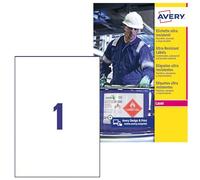 Avery Italia B4775-50 Etichette ultra resistenti impermeabili conformi GHS, per tutti i tipi di stampanti, 210 x 297 mm, bianche