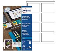 Avery Italia C32015-25 Biglietto da Visita, Stampabile Fronte/Retro, 8 Biglietti per Foglio, Confezione da 25 Pezzi, Bianco