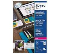 Avery Italia C32026-25 Biglietto da Visita, Stampabile Fronte/Retro, 10 Biglietti per Foglio, Confezione da 25 Pezzi, Bianco