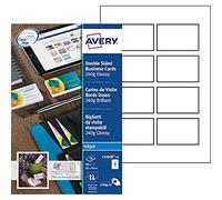 Avery Italia C32028-10 Biglietto da Visita Lucido, Stampabile con Inkjet, 8 Biglietti per Foglio, Confezione da 10 Pezzi, Bianco