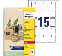 Cartellini stampabili resistenti 190µ 50x50mm 10fg(15cart/fg) bianco Avery