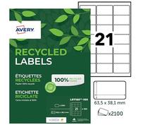 Avery Italia Etichette in carta riciclata bianca per buste e pacchi 63,5x38,1mm - Laser - 100 ff