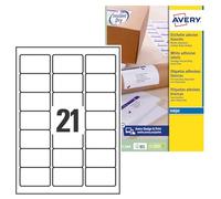 Etichetta adesiva J8160 - permanente - adatta a stampanti inkjet - 63,5x38,1 mm - 21 etichetta per foglio - bianco - Ave
